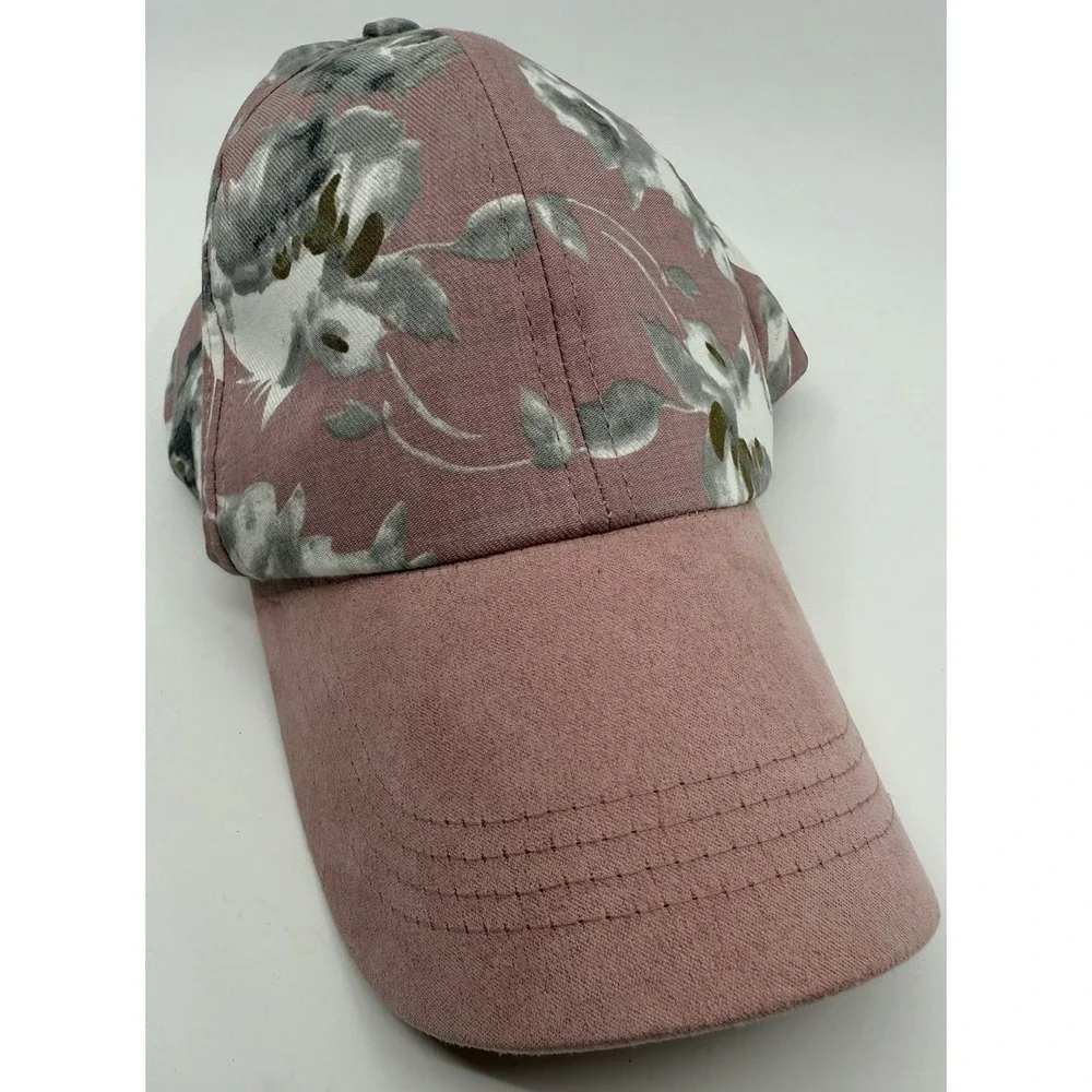 INC Internal Concepts Pink Floral Women's Baseball Cap Hat Cotton Suede Bill